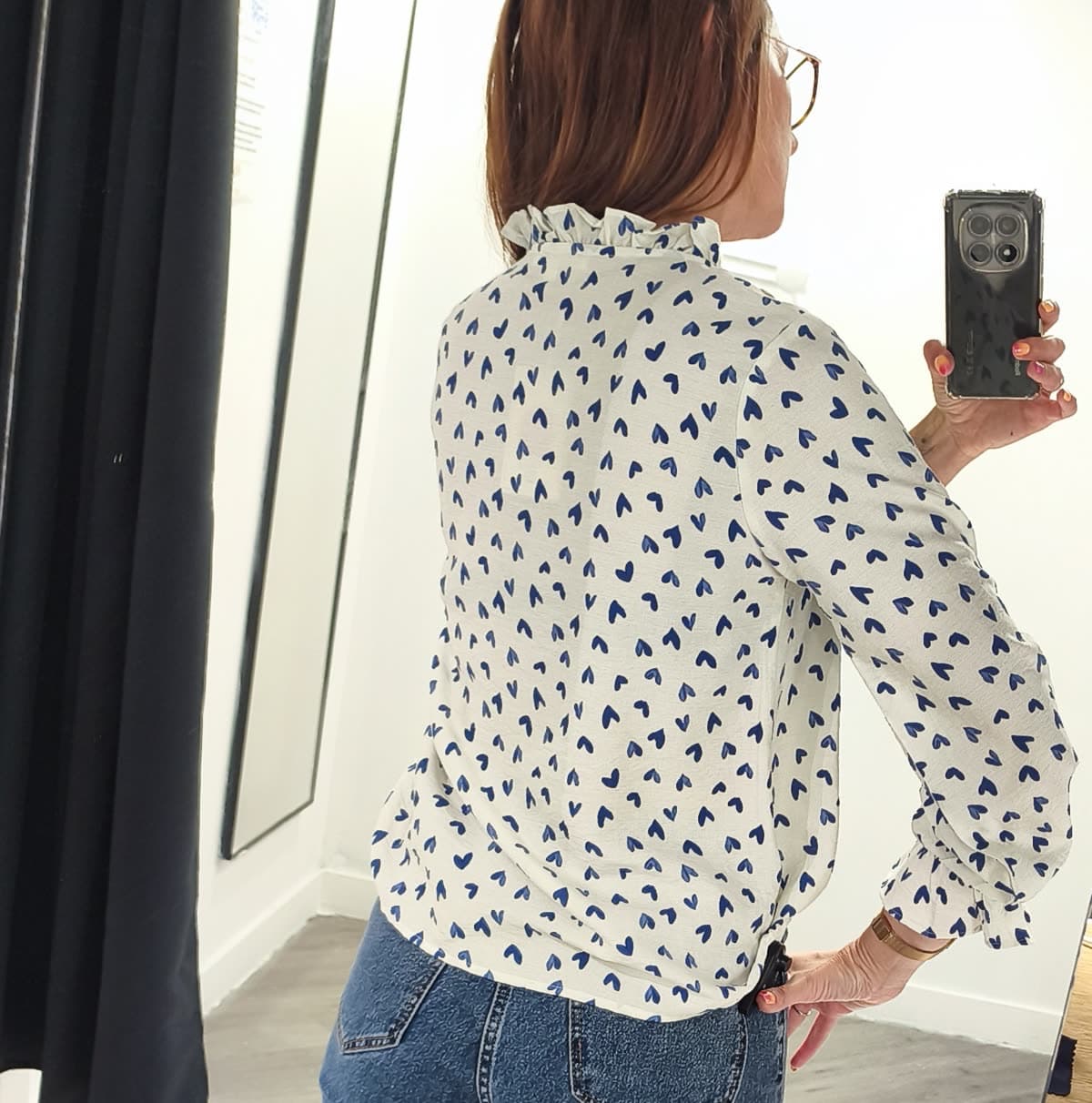 Blouse à cœurs Bleu, vue 3