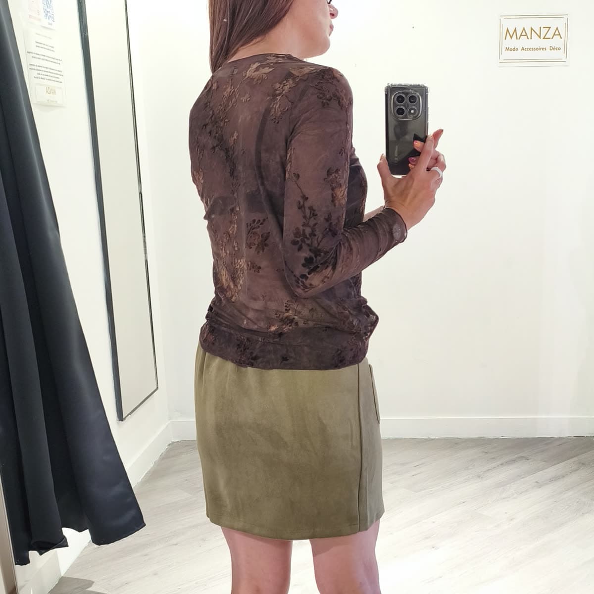 Haut en dentelle Chocolat, vue 2